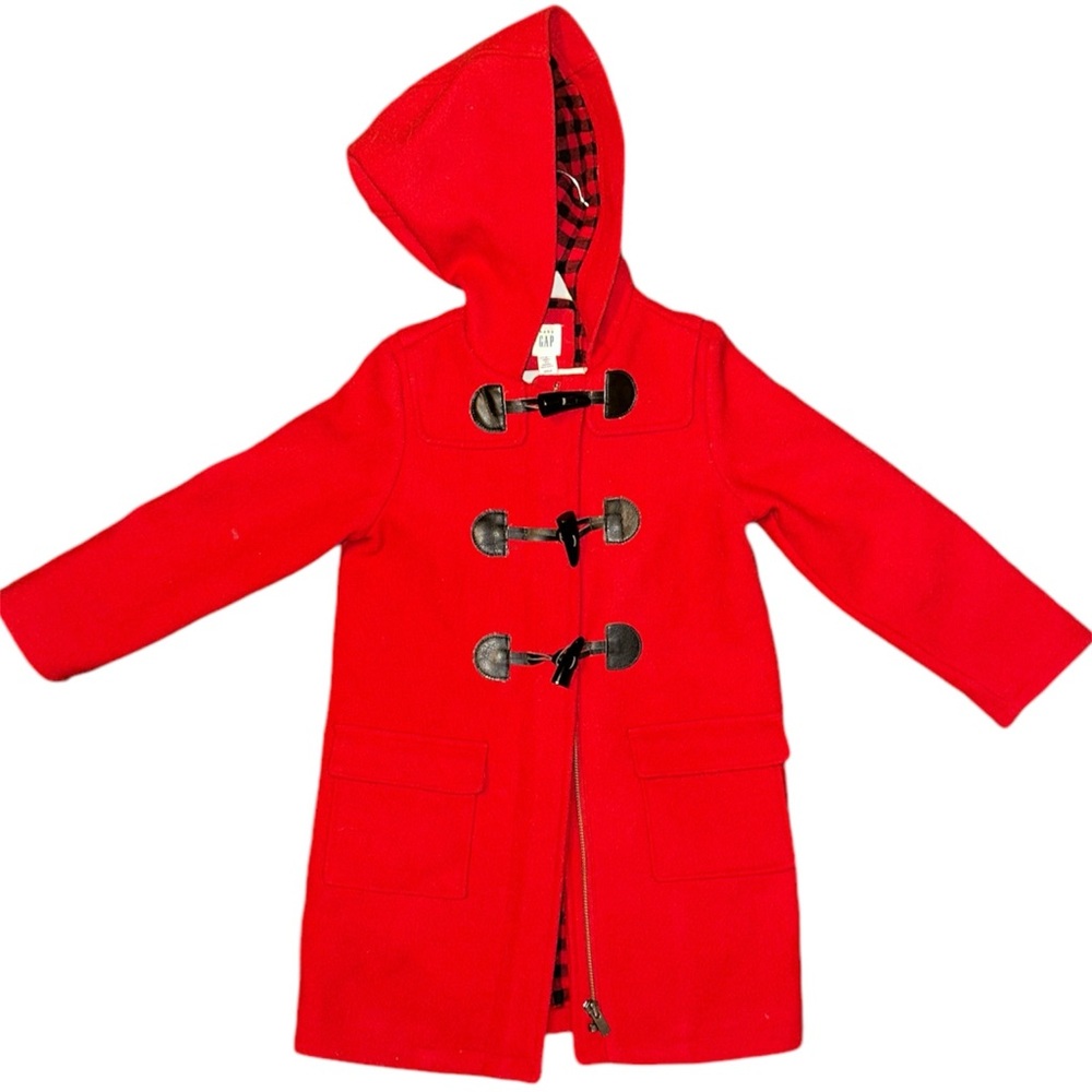 GAP Flannel Lined Red Wool Duffle Coat